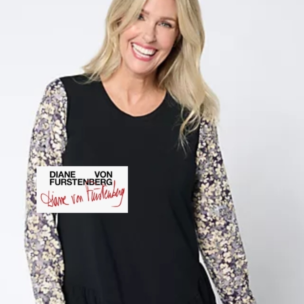 Diane Von Furstenberg Heart print silk top, 10, DH